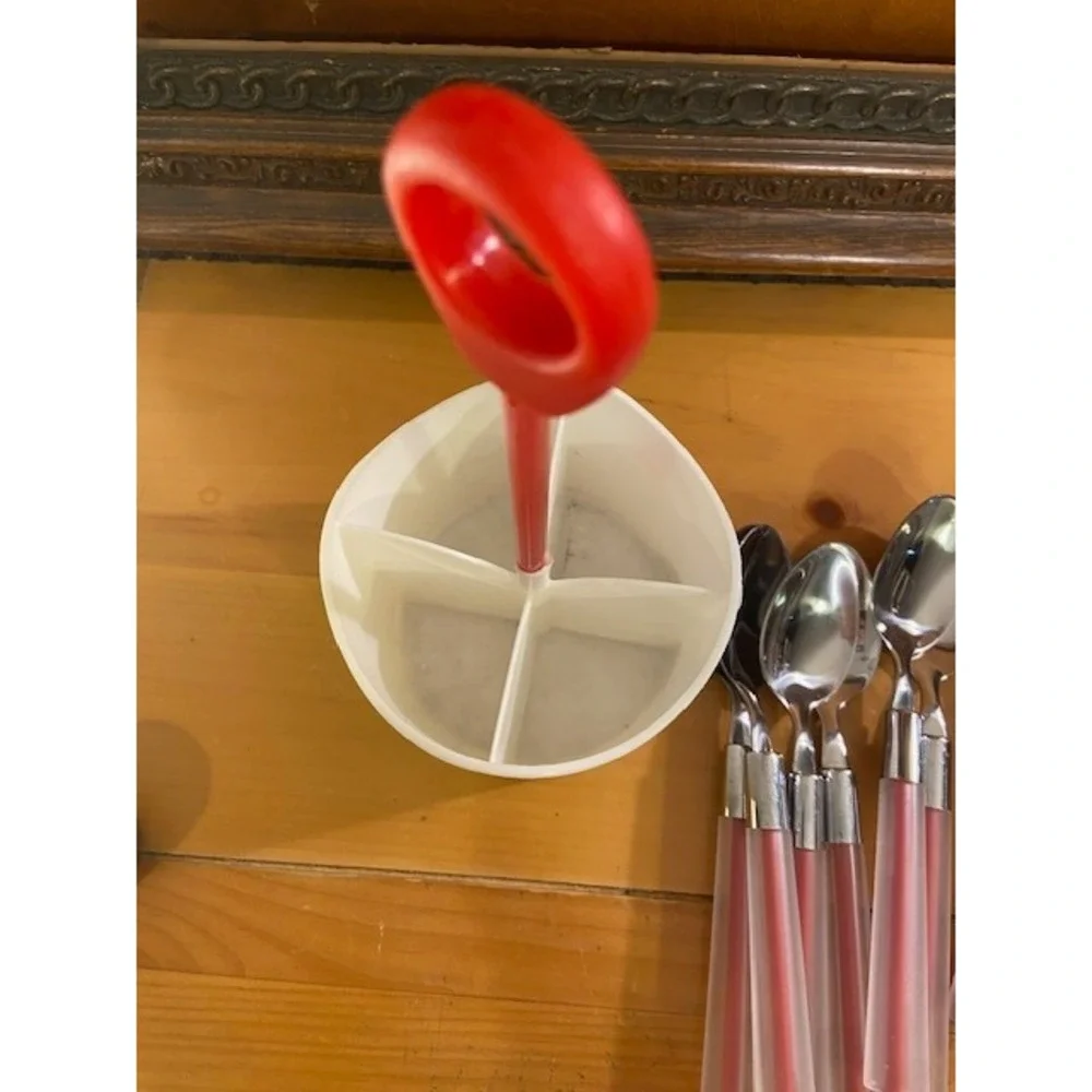 Ikea Ivar Ledang Skymta Red Acrylic 24pc Flatware Set And Holder Stainless Steel